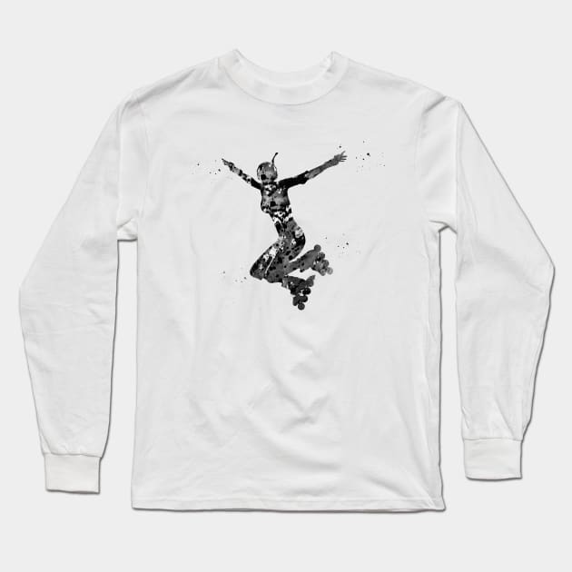 Roller skating girl Long Sleeve T-Shirt by erzebeth